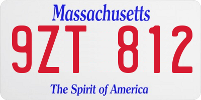 MA license plate 9ZT812