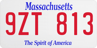 MA license plate 9ZT813