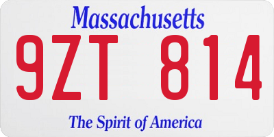 MA license plate 9ZT814