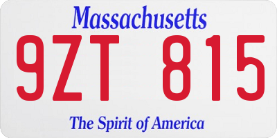 MA license plate 9ZT815
