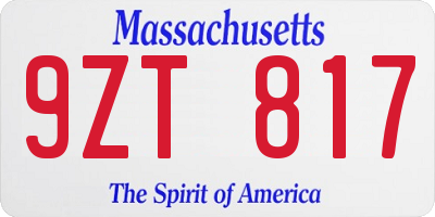 MA license plate 9ZT817