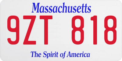 MA license plate 9ZT818