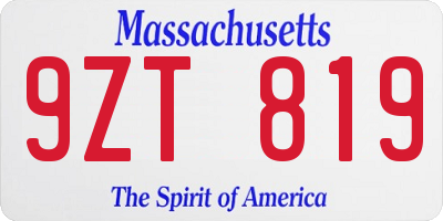 MA license plate 9ZT819