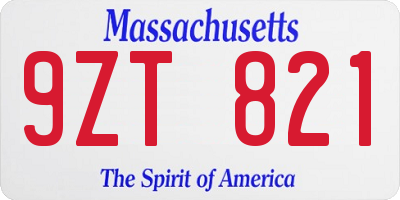 MA license plate 9ZT821