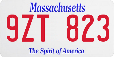 MA license plate 9ZT823