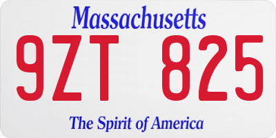 MA license plate 9ZT825