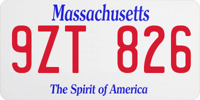 MA license plate 9ZT826