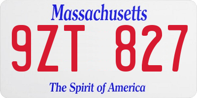 MA license plate 9ZT827