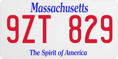 MA license plate 9ZT829