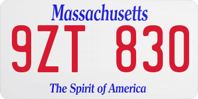 MA license plate 9ZT830