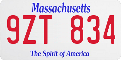 MA license plate 9ZT834