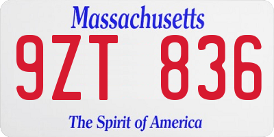 MA license plate 9ZT836