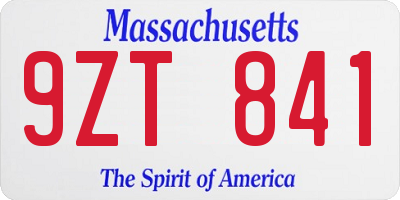 MA license plate 9ZT841