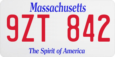 MA license plate 9ZT842