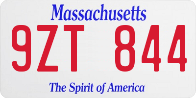 MA license plate 9ZT844