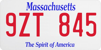 MA license plate 9ZT845