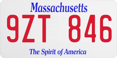 MA license plate 9ZT846