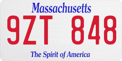 MA license plate 9ZT848