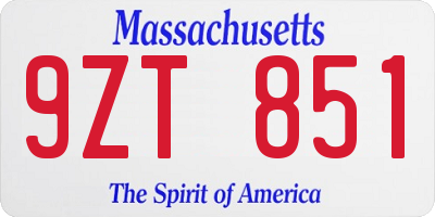 MA license plate 9ZT851