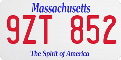 MA license plate 9ZT852