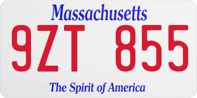 MA license plate 9ZT855