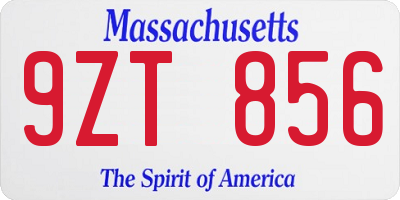 MA license plate 9ZT856