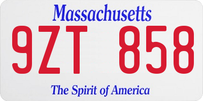 MA license plate 9ZT858