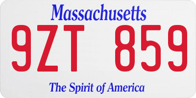 MA license plate 9ZT859