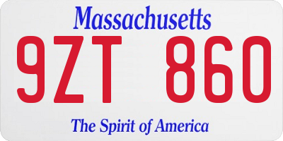 MA license plate 9ZT860