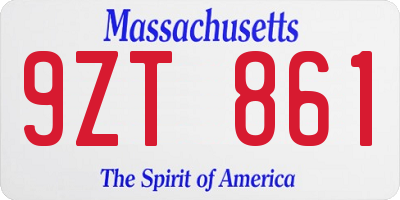 MA license plate 9ZT861