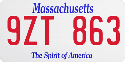 MA license plate 9ZT863