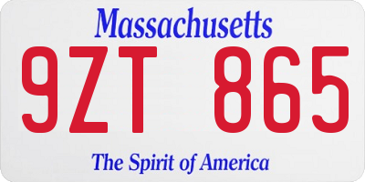 MA license plate 9ZT865