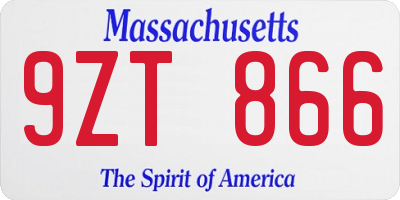 MA license plate 9ZT866