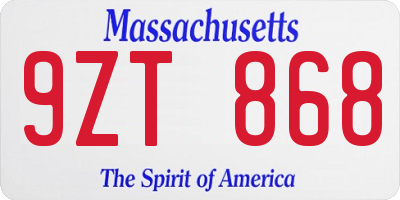 MA license plate 9ZT868