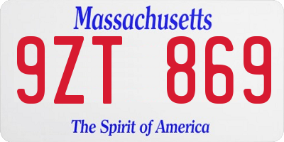 MA license plate 9ZT869