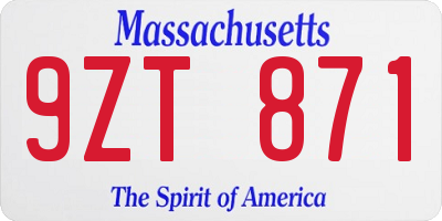 MA license plate 9ZT871