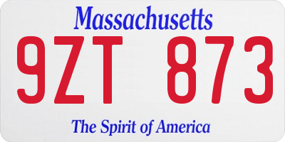 MA license plate 9ZT873