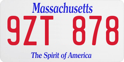 MA license plate 9ZT878