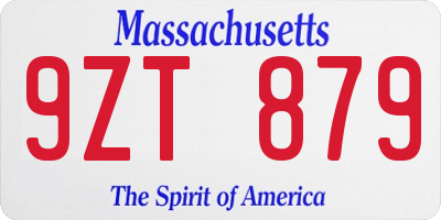 MA license plate 9ZT879