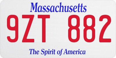 MA license plate 9ZT882