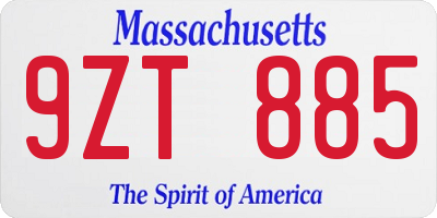 MA license plate 9ZT885