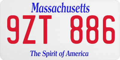 MA license plate 9ZT886