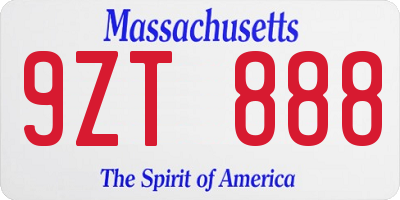 MA license plate 9ZT888