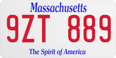 MA license plate 9ZT889