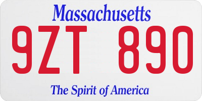 MA license plate 9ZT890