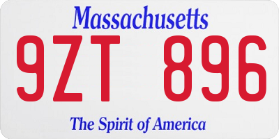 MA license plate 9ZT896