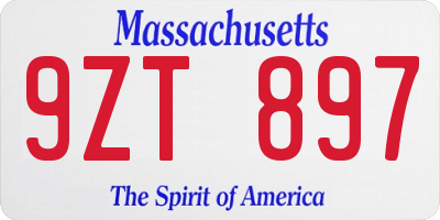 MA license plate 9ZT897