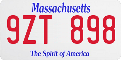 MA license plate 9ZT898