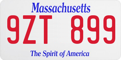 MA license plate 9ZT899