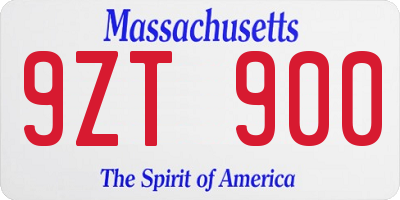 MA license plate 9ZT900